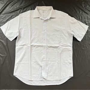 Vintage Lanvin Paris Dress Shirt Size 43 17 Light Blue Logo Cotton Short sleeve